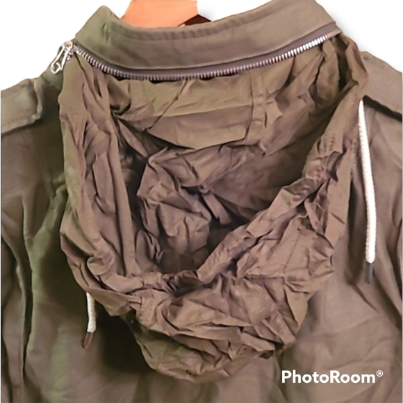 Rag & Bone Khaki Utility Barn Jacket hidden hood - Picture 8 of 12